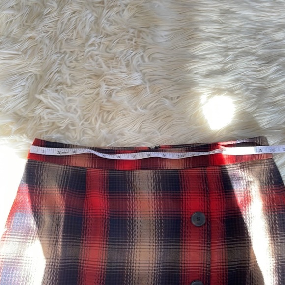 Cato Plad flannel fall orange red black side button side zipper midi skirt sz 8 - Picture 10 of 16